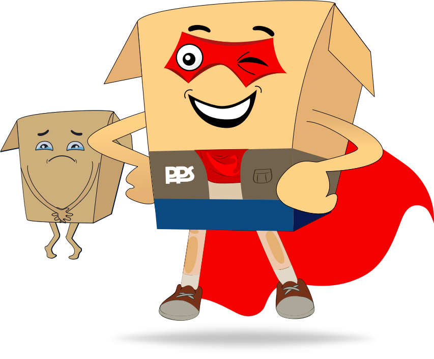 Packaging Pete -box man cartoon character
