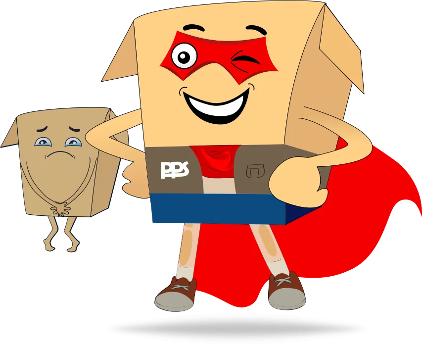 Packaging Pete -box man cartoon character